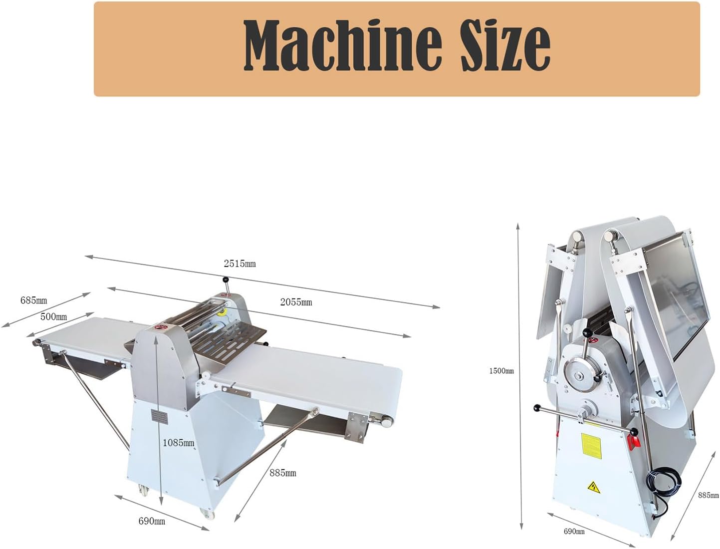 Commercial Dough Sheeter Machine Reversible Dough Roller Sheeter Press Machine 0.06''-1.4'' Thickness Puff Pastry Pie Crust Croissant Crisping Folding Sheeter 20in Belt for Bakery 220V
