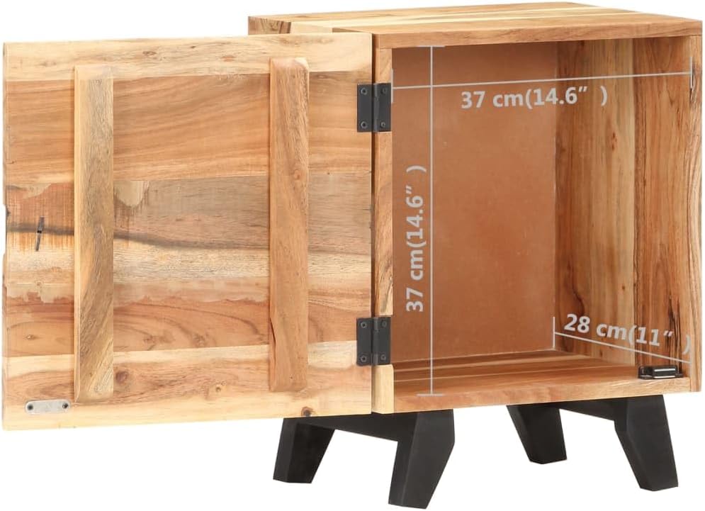Bedside Cabinet, Sofa Side Table Short Bathroom Cabinet Rustic Entryway Table Wooden Corner Cabinet Suitable for Home Living Room Office Closet 15.7"x11.8"x20.1" Solid Acacia Wood
