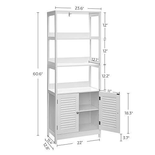 VASAGLE Bathroom Tall Cabinet, Freestanding Linen Tower, Storage Cabinet, Matte White