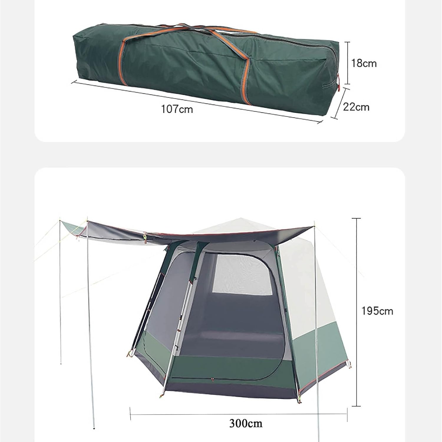 Portable Outdoor Cabin Tent – Waterproof, 4 Season Outdoor Campitent, Mesh & Extra-Wide Doors