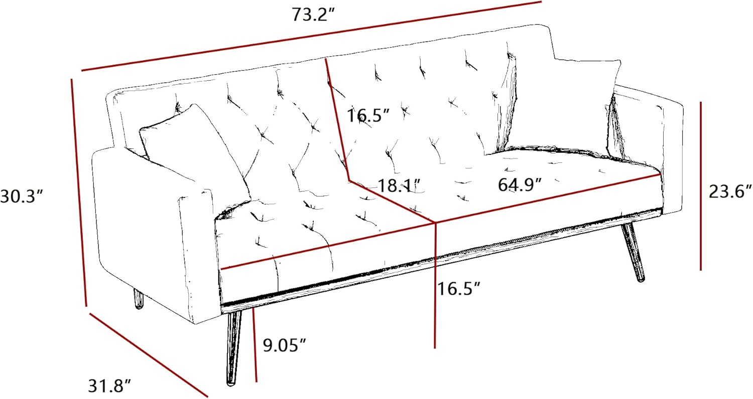 Black Convertible Folding Futon Sofa Bed, Sleeper Sofa Couch for Compact Living Space. Modern Couch for Bedroom,Apartment Sofa,Office Couch