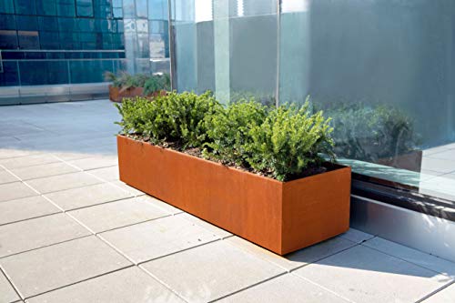 Corten Steel Planter Rectangle Rustic Metal Garden Box, 72" Length 20" Width 24" Height, Heavy Duty | Made in USA | Fully Assembled | Commercial Residential | with Drain Holes