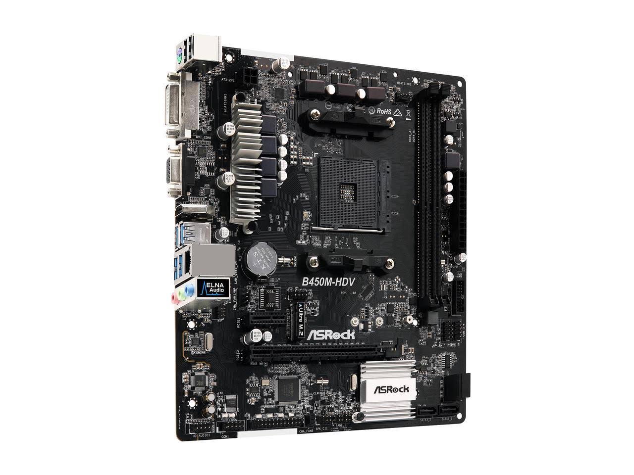ASRock B450M-HDV AM4 AMD B450 SATA 6Gb/s USB 3.1 HDMI Micro ATX AMD Motherboard