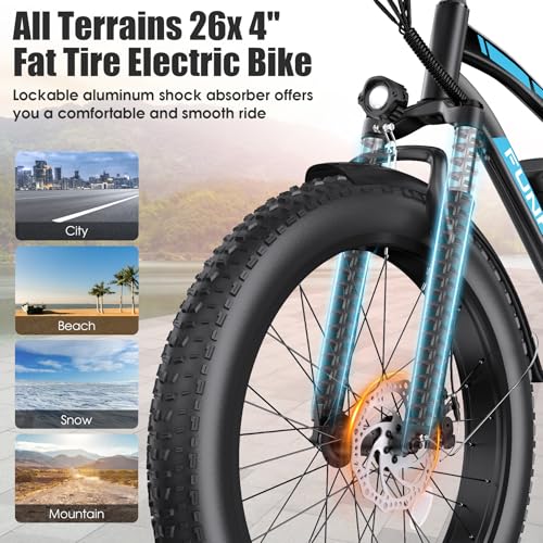 Electric Bike for Adults, Peak 1000W Ebike, 25MPH 60Miles Electric Mountain Bike, 26" Fat Tire Adult Electric Bicycle with 48V 13AH Battery, Rear Rack, 7 Speed, Front Suspension, Turn Signal