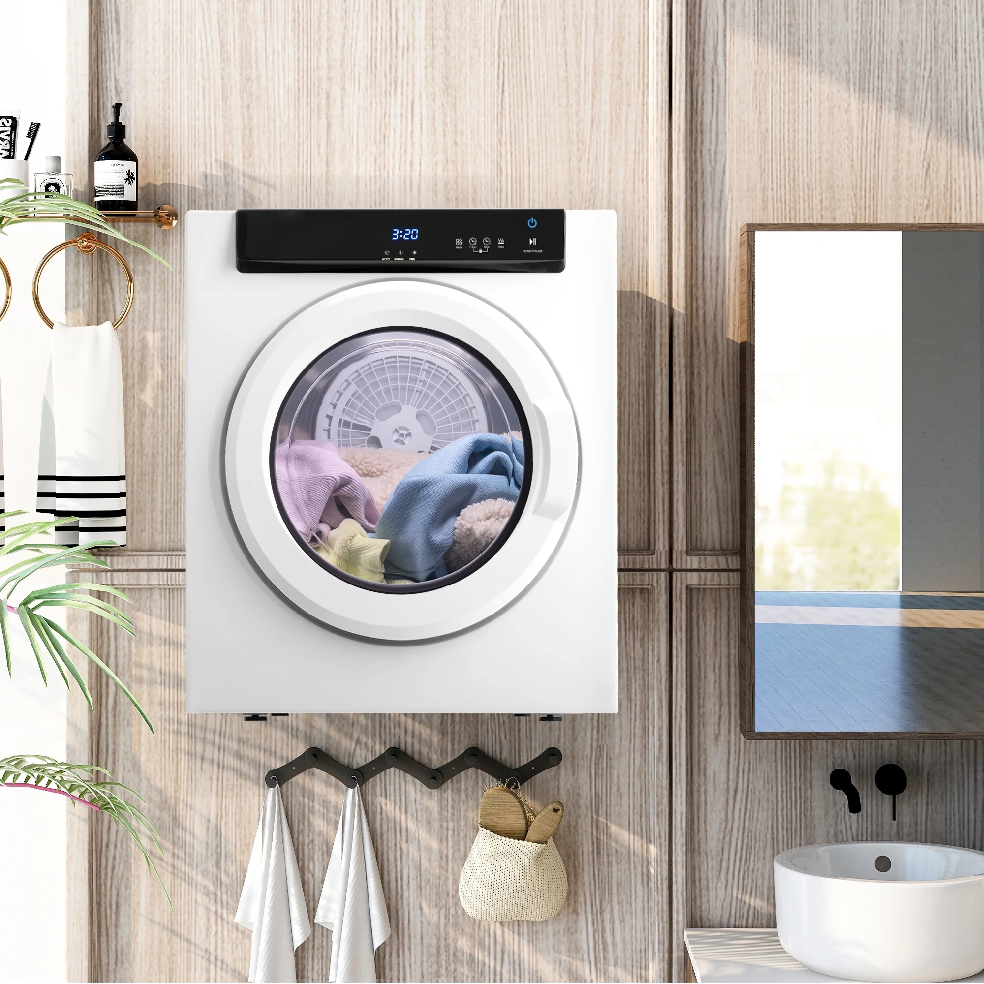 CoSoTower Electric Portable Clothes Dryer, Front Load Laundry Dryer With Touch Screen Panel And Stainless Steel Tub For Apartments, Dormitory, And Rvs