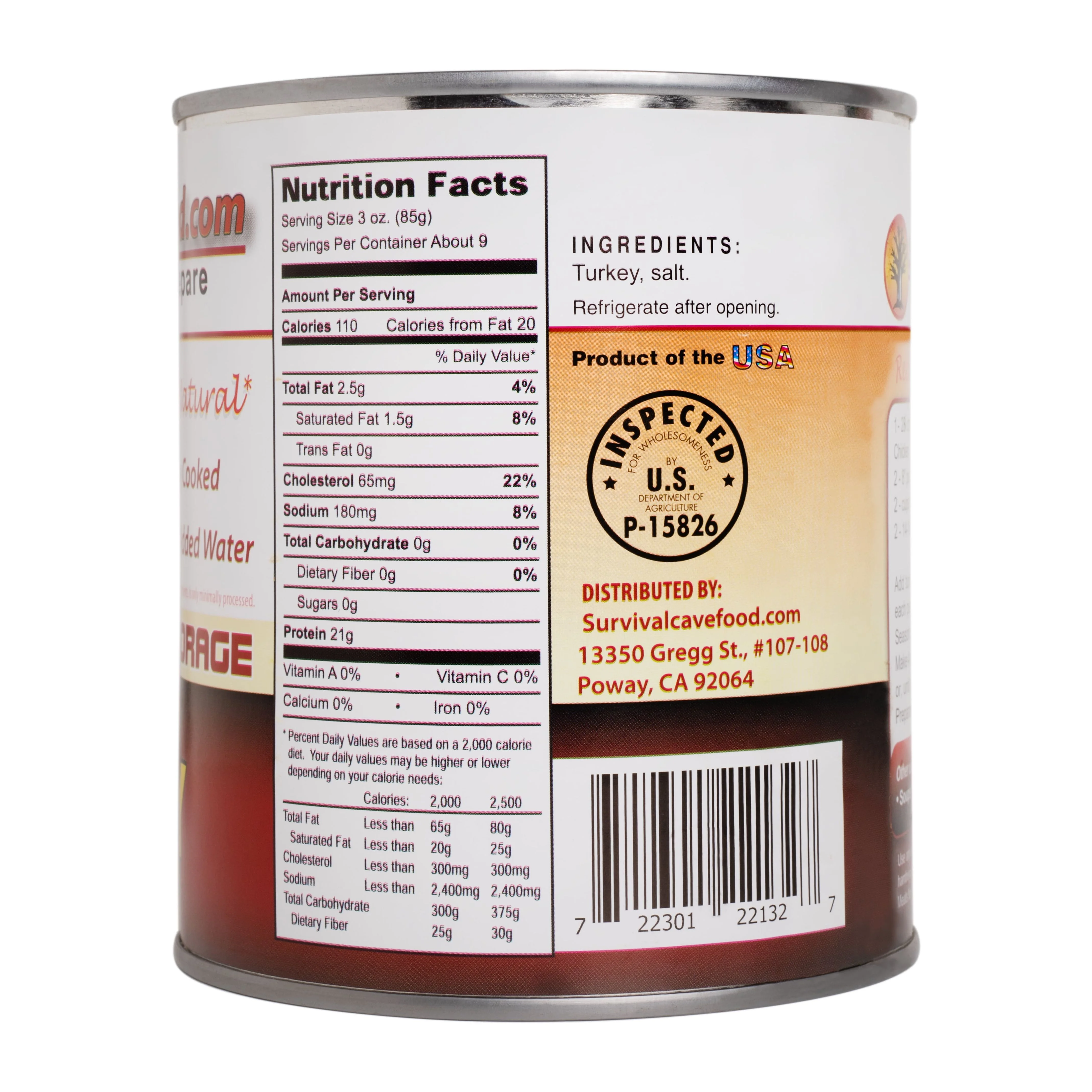 Survival Cave Food SCFTKY Canned Turkey- 12 cans - 1 case
