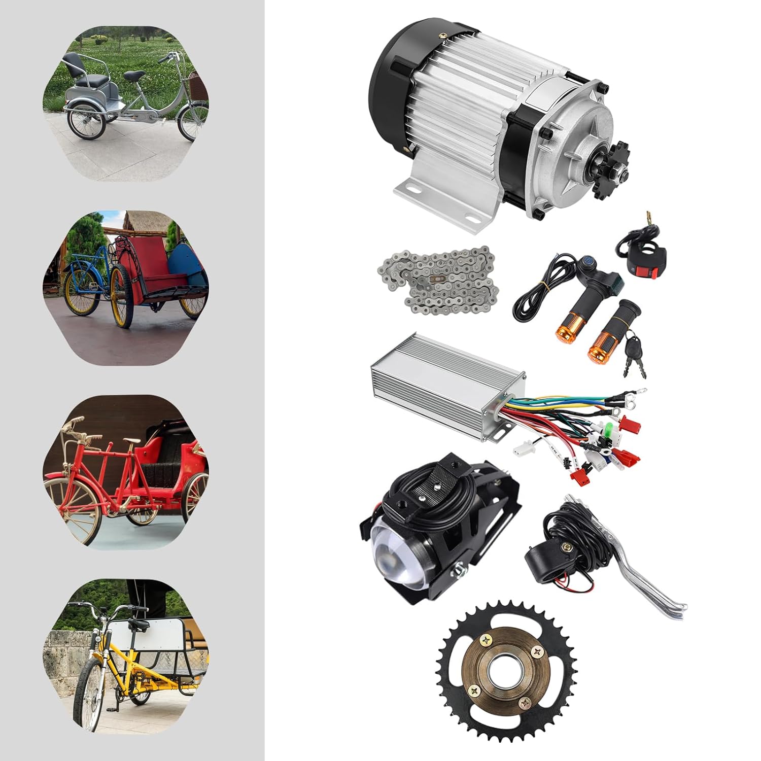 Electric Brushless Geared Motor Kit, 750W Electric Bicycle Trike Conversion Kit Electric Tricycle Motor Kit, 3-Wheel Bike Gear Motor for E-Tricycle Rickshaw Three-Wheeled Bicycle, Load 300Kg