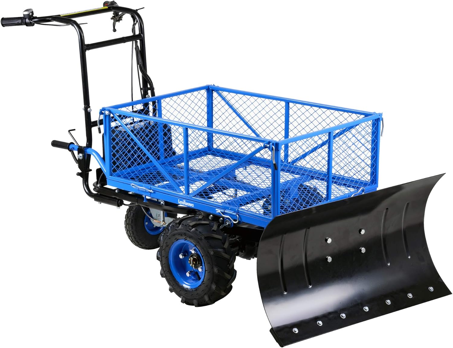 Landworks Snow Plow Wagon Utility Electric Wheelbarrow Barrel Dump Power Wagon Mountable Steel