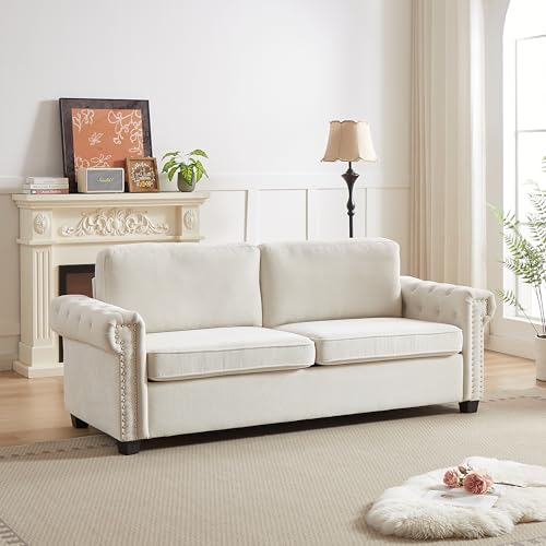 83.8" Convertible Sleeper Sofa Bed, 2-in-1 Pullout Sofa Bed, Polyester Sleeper Sofa Bed with Folding Mattress, Living Room Pullout Sofa Bed, Apartment/Small Space Sofa Sleeper,Green
