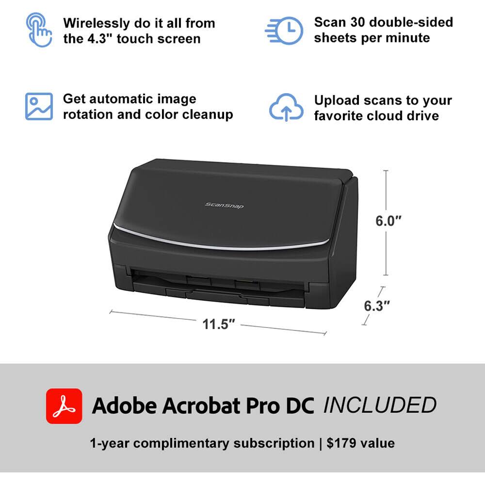 Fujitsu ScanSnap iX1500 Deluxe Scanner (Black)