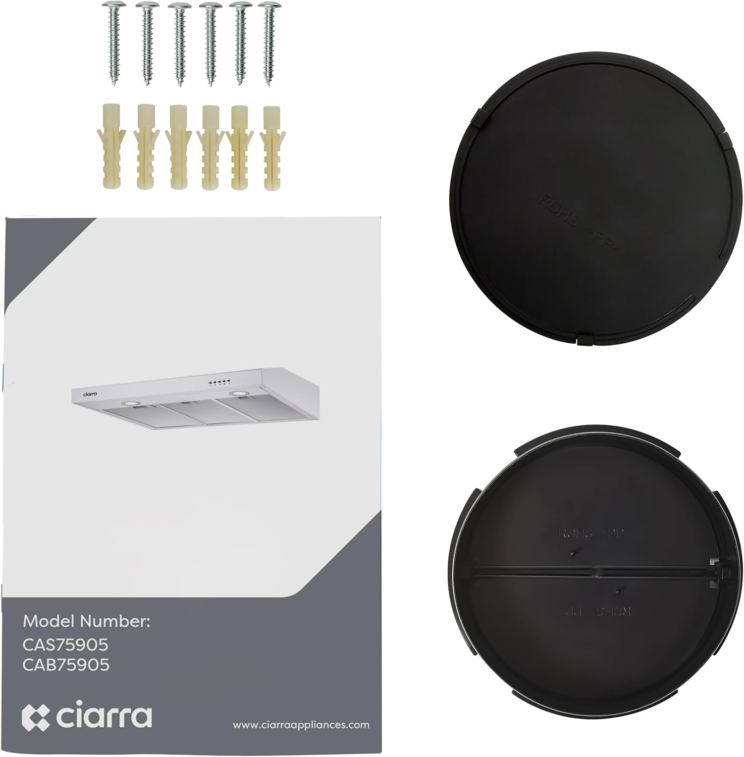 CIARRA Under Cabinet Range Hood 30 inch in Stainless Steel and Carbon Filter Kit Ducted Convertible Ductless Vent Hood CAS75905-006