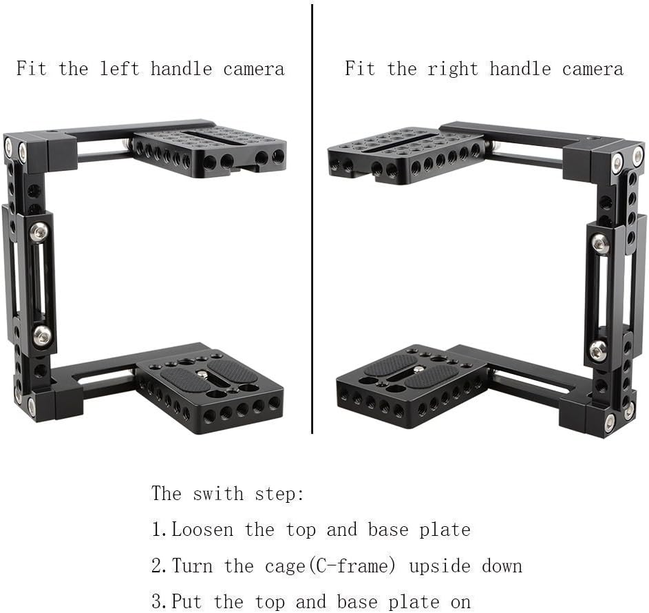 CAMVATE Universal Adjustable Camera Cage Fit for Right Handle and Left Handle Camera(Only Come with Left Handle Grip)
