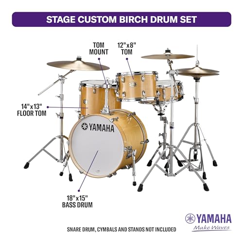 Yamaha 5pc Shell Pack with a 20" Kick 14” Snare Drum in Honey Amber for Students and Working Drummers, (SBP0F50HA)