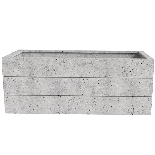 LeisureMod Oasis Modern Fiberstone and Clay Planter for Indoor and Outdoor - Rectangular Weather-Resistant Planter Box with Drainage Holes (Brown)