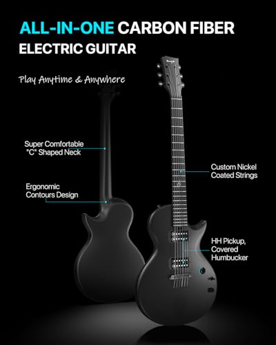 Enya Electric Guitar Inspire 39" Smart Electric Carbon Fiber Guitarra with 15W Wireless Speaker, 20 Distinct Tones, Onboard Presets, Charging Cable, Adjusting Wrench, and Gig Bag