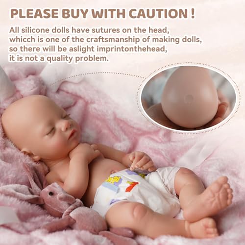 BABESIDE Lifelike Reborn Baby Dolls Aurora 16 Inch (Weight 4 lb) Full Platinum Silicone Reborn Baby Dolls Anatomically Correct Sleeping Baby Girl Real Life Baby Doll with Feeding Kit & Gift Box