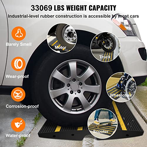 VEVOR Curb Ramp for Driveway, 2 Pack Heavy Duty 32000 lbs Weight Capacity Car Ramp, 2.6 inch High Curbside Bridge Ramps for Loading Dock Garage Sidewalk,Expandable Full Ramp Set