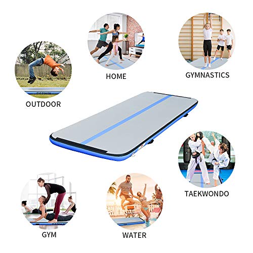 CANWAY Air Tumble Track Inflatable Gymnastics Mat, 10ft/13ft/16ft/20ft Gymnastics Training Mat with Electric Air Pump for Home/Outdoor/Gym/Cheerleading/Yoga