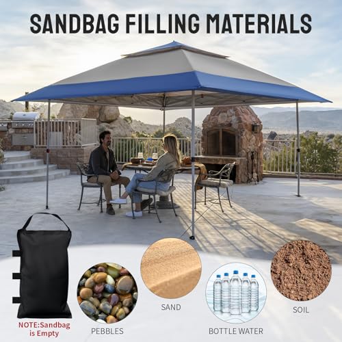 CROWN SHADES 13x13 Pop Up Gazebo, Canopy Tent, Gazebos on Clearance - Outdoor Gazebo for Backyard & Patio Furniture - Carpa Pop Up Tent with Wheeled STO-N-Go Cover Bag (Grey)