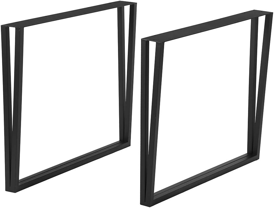 Metal Table Legs Cast Iron Dining Table Legs,28�� Height 24�� Wide Black Desk Legs,Rustic Heavy Duty DIY Furniture Legs,Industrial Bench Legs,Square Tube Coffee Table Legs 2 PCS