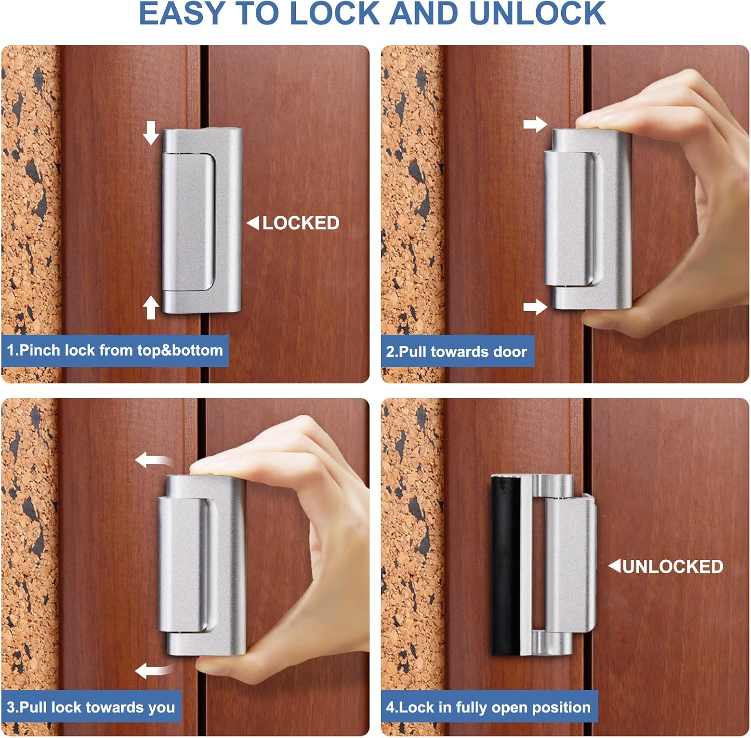 6 Pack Door Reinforcement Locks with 48 Screws, Home Security Door Lock Add High Security to Home and Prevent Unauthorized Entry Security Childproof Night Lock, Aluminum Construction Finish Pack of 2