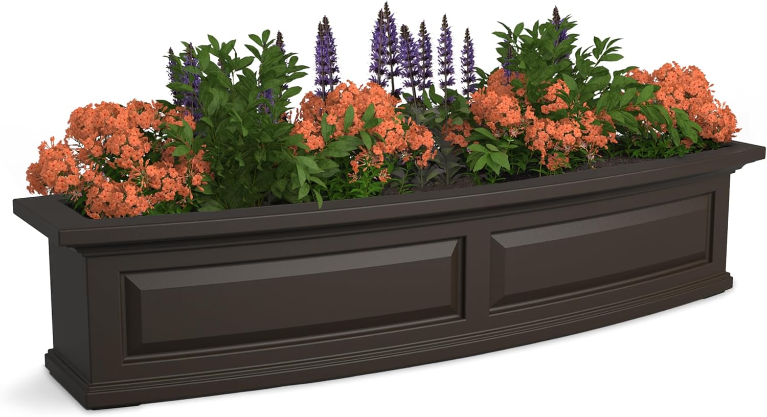 Mayne Nantucket 4ft Window Box - Espresso - 48in L x 11.5in W x 10in H - Polyethylene - Built-in Water Reservoir (4831-ES)