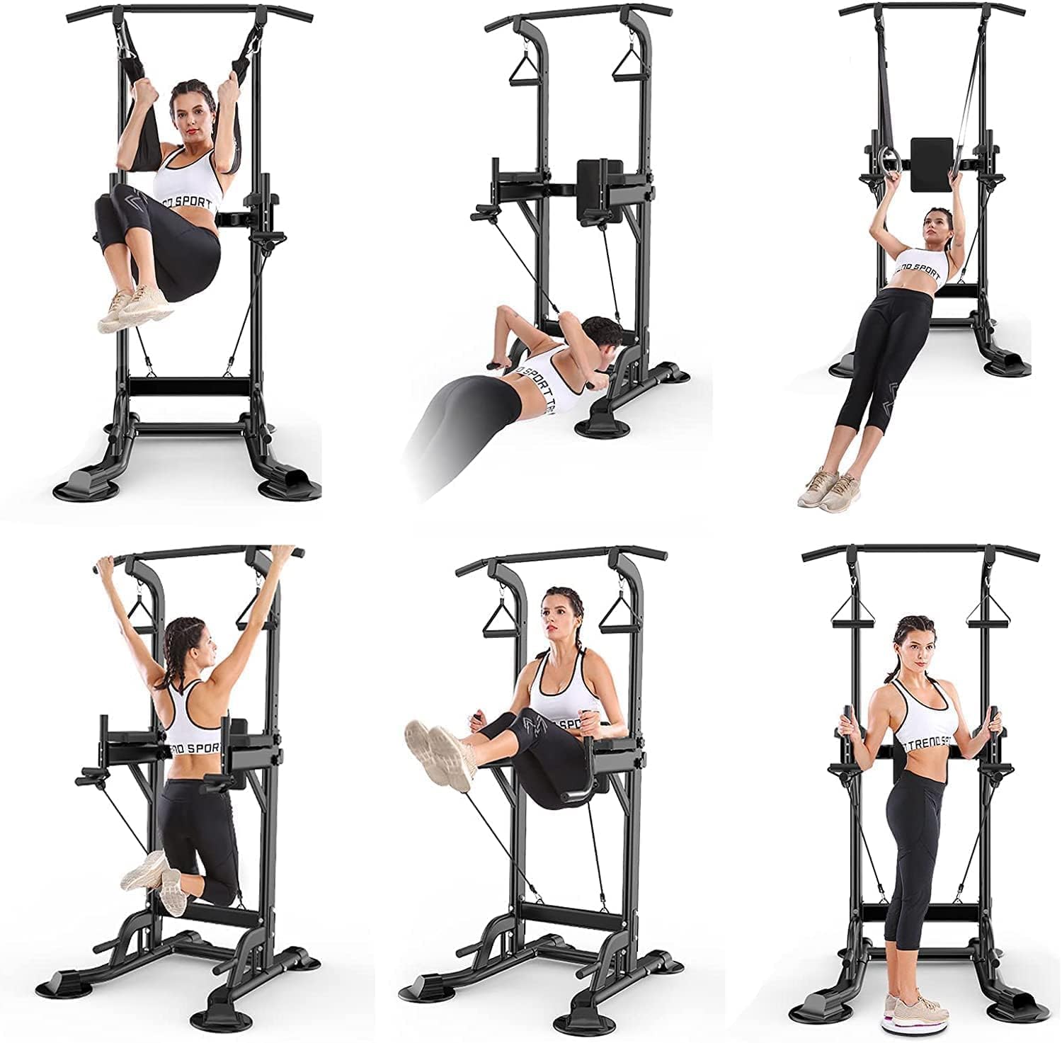 Power Tower Pull Up Bar Stand for Home Adjustable Height Dip Station Workout Equipment Multi-Function Strength Training Exercise Equipment 330LBS for Men Women Dip Bar Easy-Install Pull Up Tower Gym
