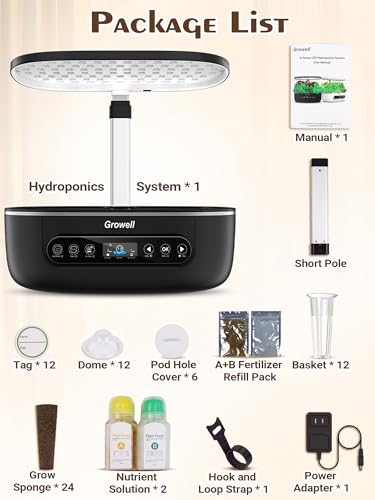 Hydroponics Growing System 12 Pods, Growell Smart Herb Garden with 96 38W LED Grow Lights, 10L Double-Layer Water Tank, Customizable Cultivation Program, Indoor Garden for Home Kitchen, Office (White)