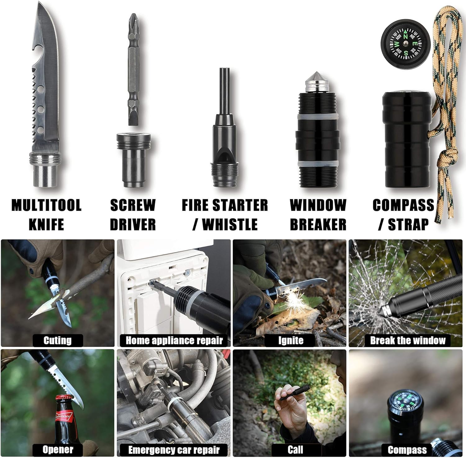 OAKVUE Survival Shovel Multitool with Tactical Shovel Carry Pouch, Camping Shovel - 180 Degree Folding Shovel High Carbon Steel Survival Tool for Backpacking, Hiking, Car Emergency