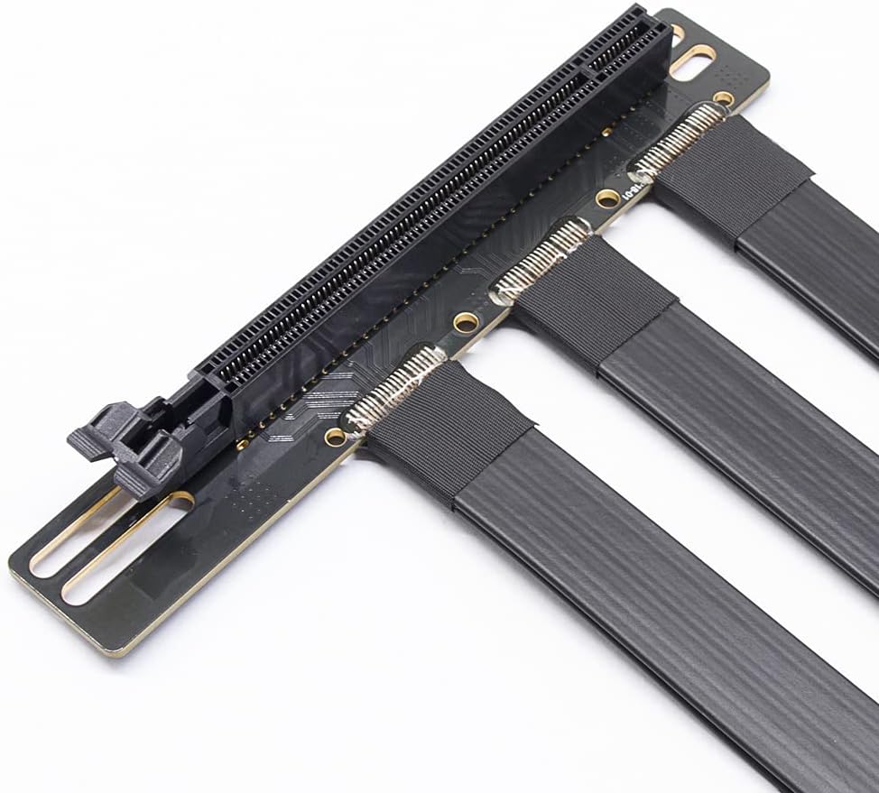 Qingsea Pcie Riser Extension Cable PCI-E 4.0 x 16 Vertical GPU Mount Cable High Speed PCI Express Riser Card 90 Degree for Computer Riser Cable(25CM)