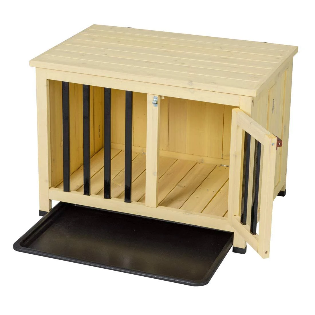 No Assembly Foldable Indoor Wood Dog Crate Pet Cage Portable House w/ Tray