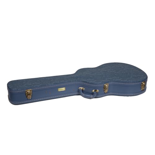 Crossrock Relief Series 335 Guitar Case for ES-335 & Semi-Hollow Electric Guitars | Carved Smoke Blue Finish, Monochrome Blue Velvet Interior, Lock – Premium Wooden Hardshell
