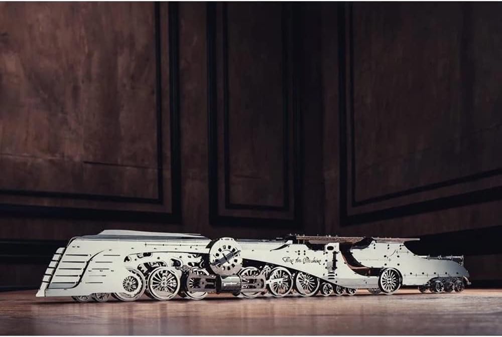 Timeformachine 3D Model kit Vintage Scale Model Train kit Dazzling Steamliner-Moving Wind-Up Train Model | 3D Puzzle for Adults-Metal DIY Kit Metal Model Collectible DIY Construction Set of a Train
