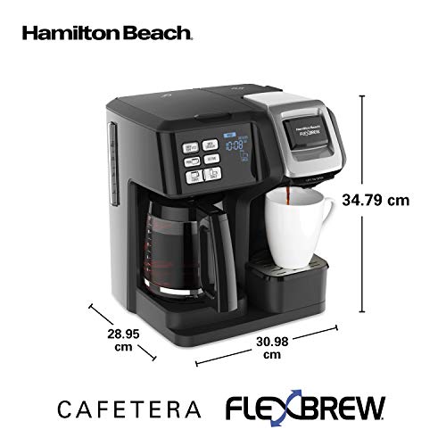 Hamilton Beach (49976 Coffee Maker, Single Serve & Full Coffee Pot,Compatible withK-Cup Packs or Ground Coffee, Programmable, FlexBrew, Black (Renewed)