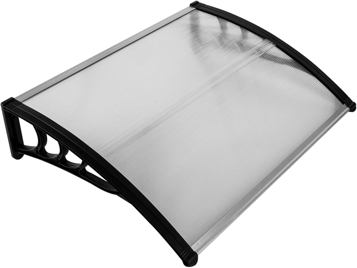 Window Awning Door Canopy, Modern Polycarbonate Front Door Canopy, Patio Awning Canopy Window Door Cover for Rain Snow Sunlight Protection Hollow Sheet (120 x 40, White Canopy/Gray Bracket)