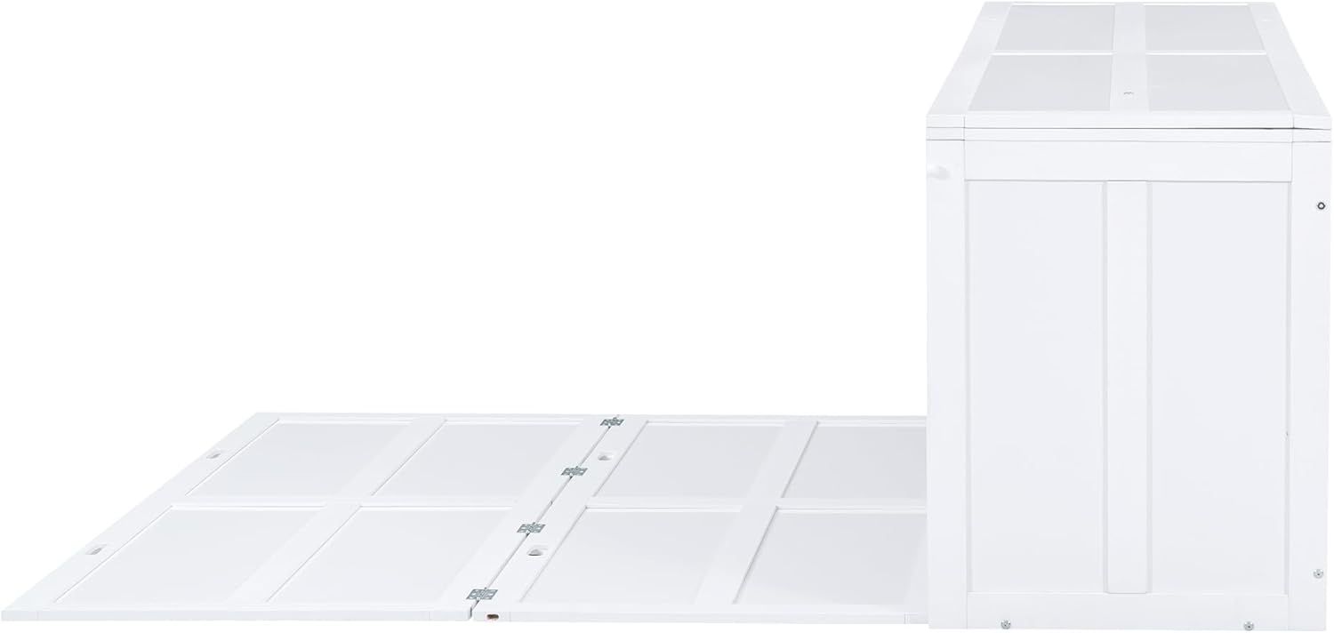 Queen Size Murphy Bed with Rotating Desk, White Finish - Space Saving Furniture 120x80.50x31.70 in.