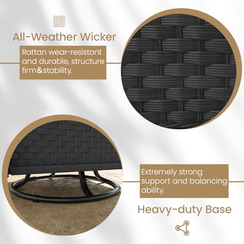 5 Pieces Wicker Patio Furniture Set, Luxury Outdoor Conversation Set with High Back Swivel Rocker Chairs