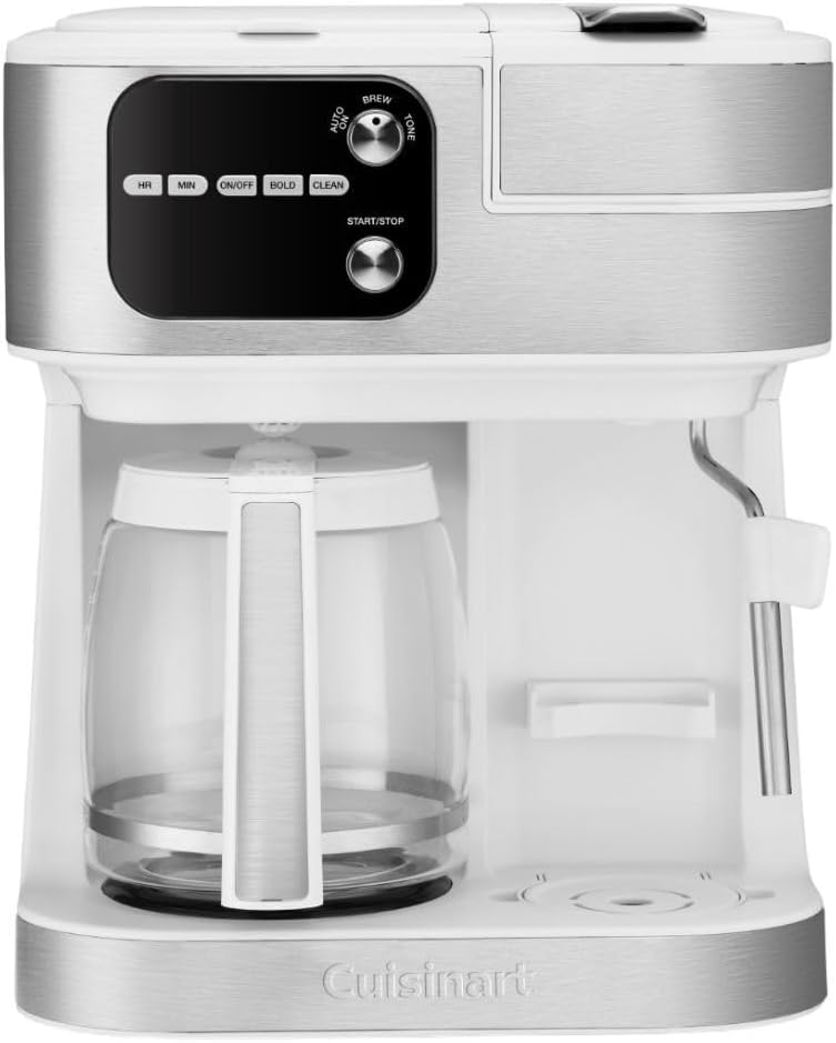 CUISINART Coffee Maker Barista System, Coffee Center 4-In-1 Coffee Machine, Single-Serve Coffee, Espresso & Nespresso Capsule Compatible, 12-Cup Carafe, White, SS-4N1W