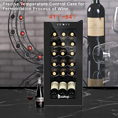 Winado Wine Cooler Refrigerator, 12 Bottle Freestanding Compressor Wine Cooler w/Digital Temp Control, Mini Wine Fridge with Double-Layer Glass Door & Removable Shelves