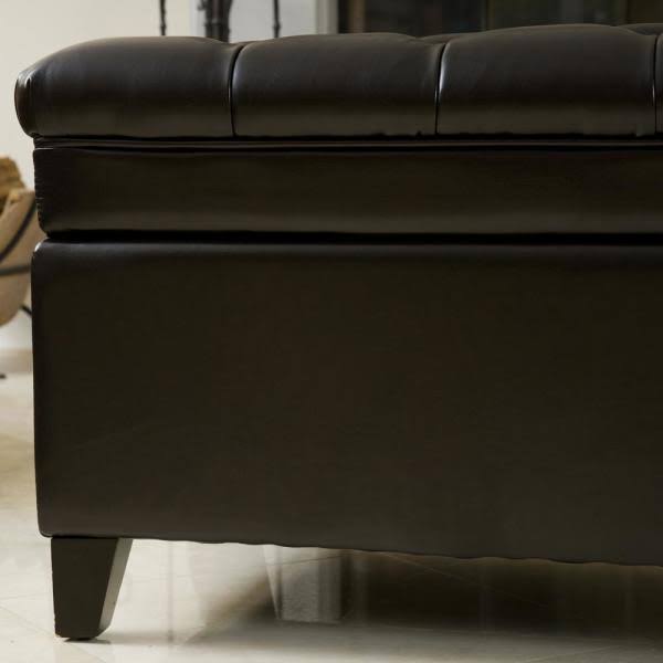 Noble House Hastings Espresso Tufted Storage Ottoman, Brown