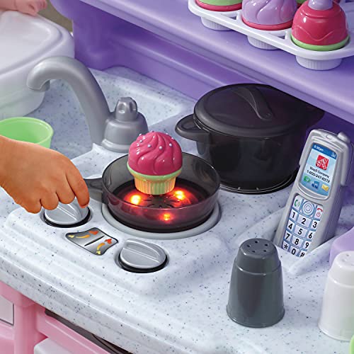 Step2 Little Baker's Kitchen, Kids Playhouse with Kitchenette, Interactive Playset with Sounds, for Toddlers 2+ Years Old, 30 Piece Toy Accessories, Pink/Purple