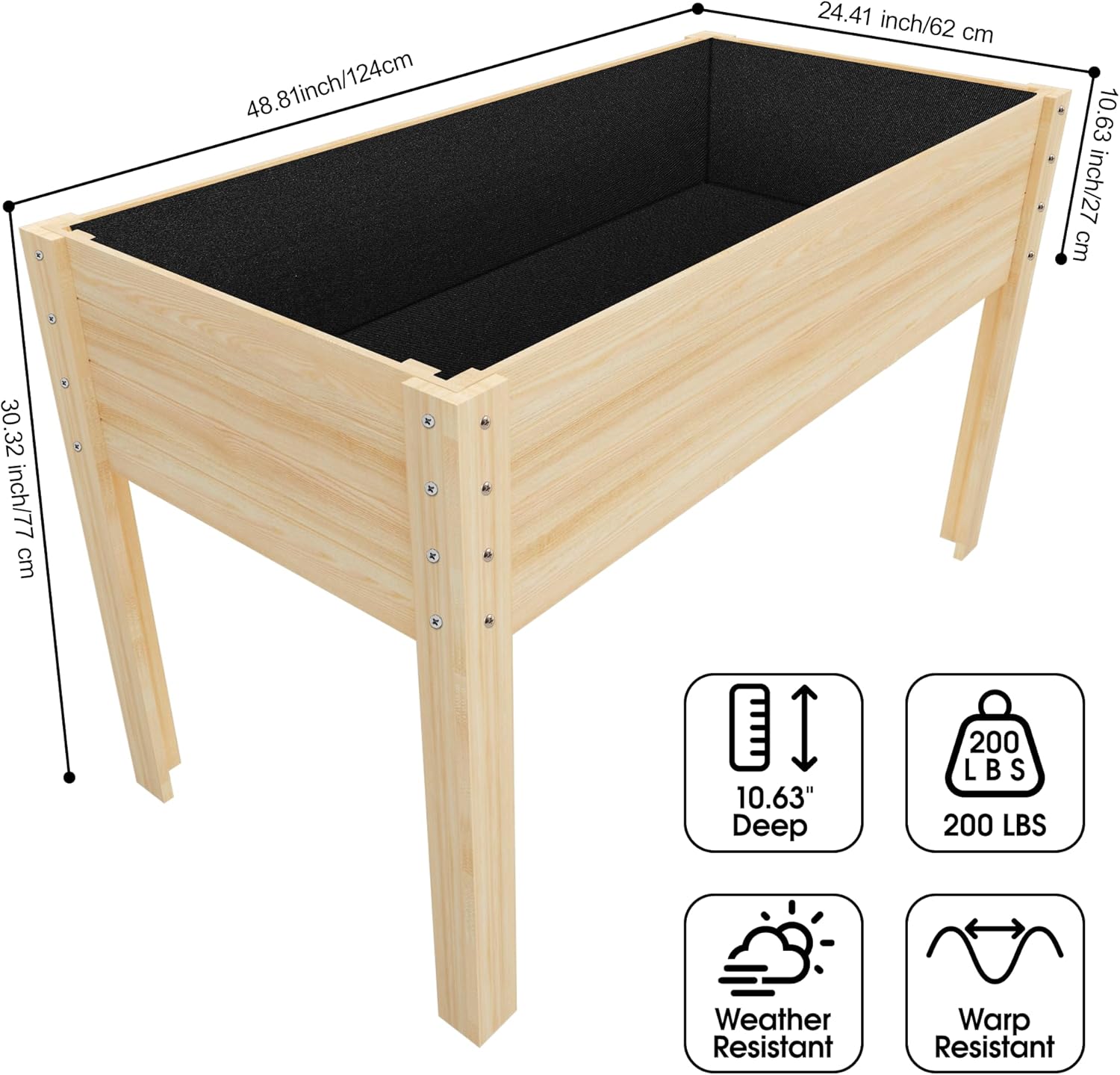 Outdoors Potting Benches Table+Wooden Raised Garden Bed with Legs