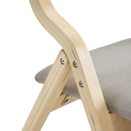 Wooden Padded Folding Chairs 2 Pack, Portable Folding Chairs with Cushions for Guests, Ideal for Kitchen Wedding Party Event