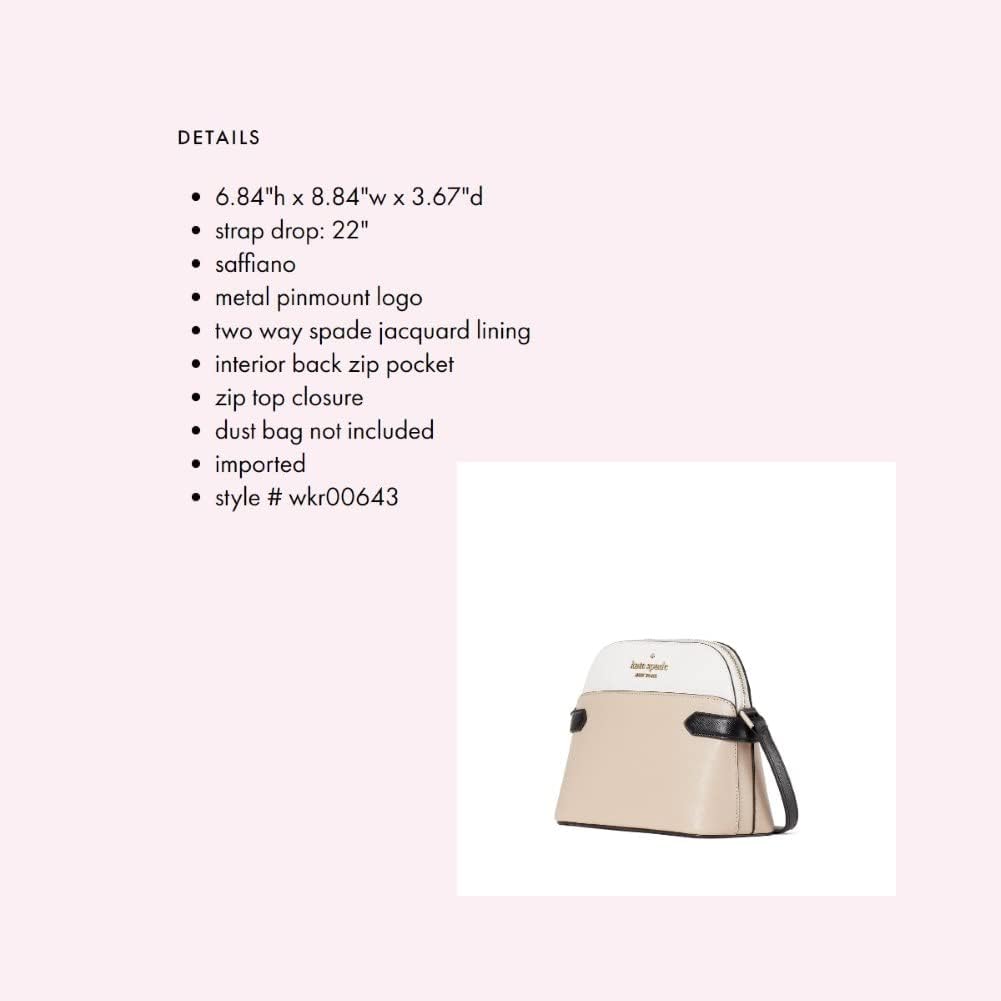 Kate Spade Staci Colorblock Dome Saffiano Leather Crossbody Bag Purse Handbag, WARM BEIGE MULTI