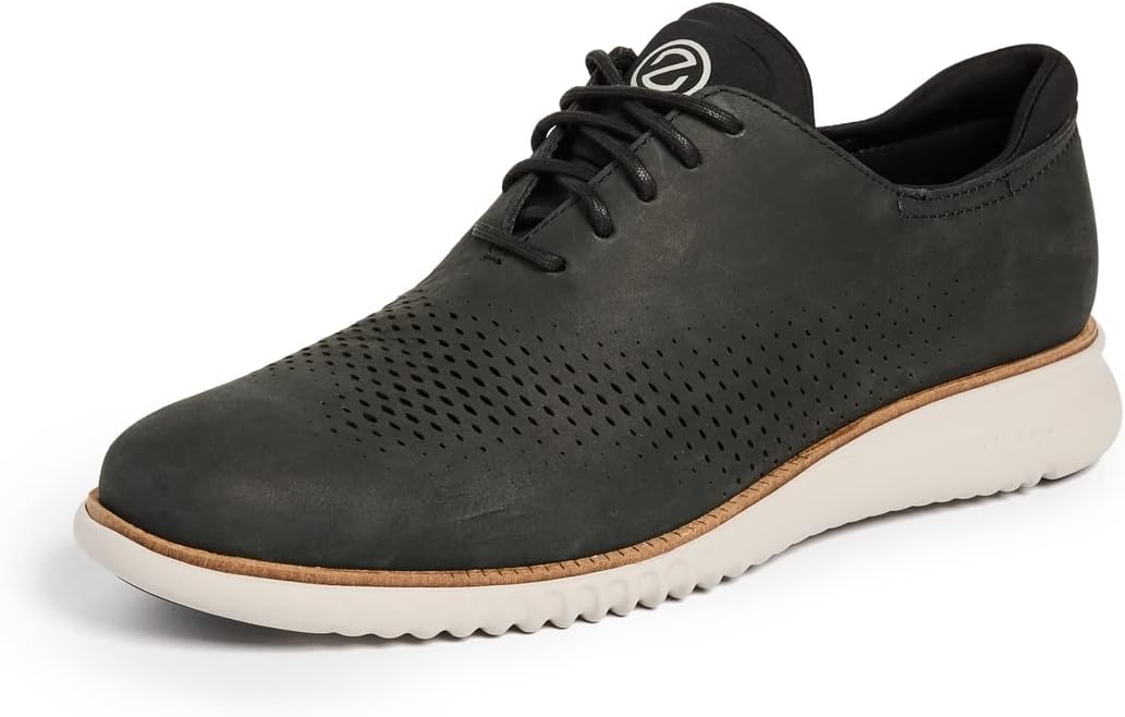 Cole Haan mens 2.zerogrand Laser Wingtip Lined Oxford, Black Nubuck/Grey, 7.5 US