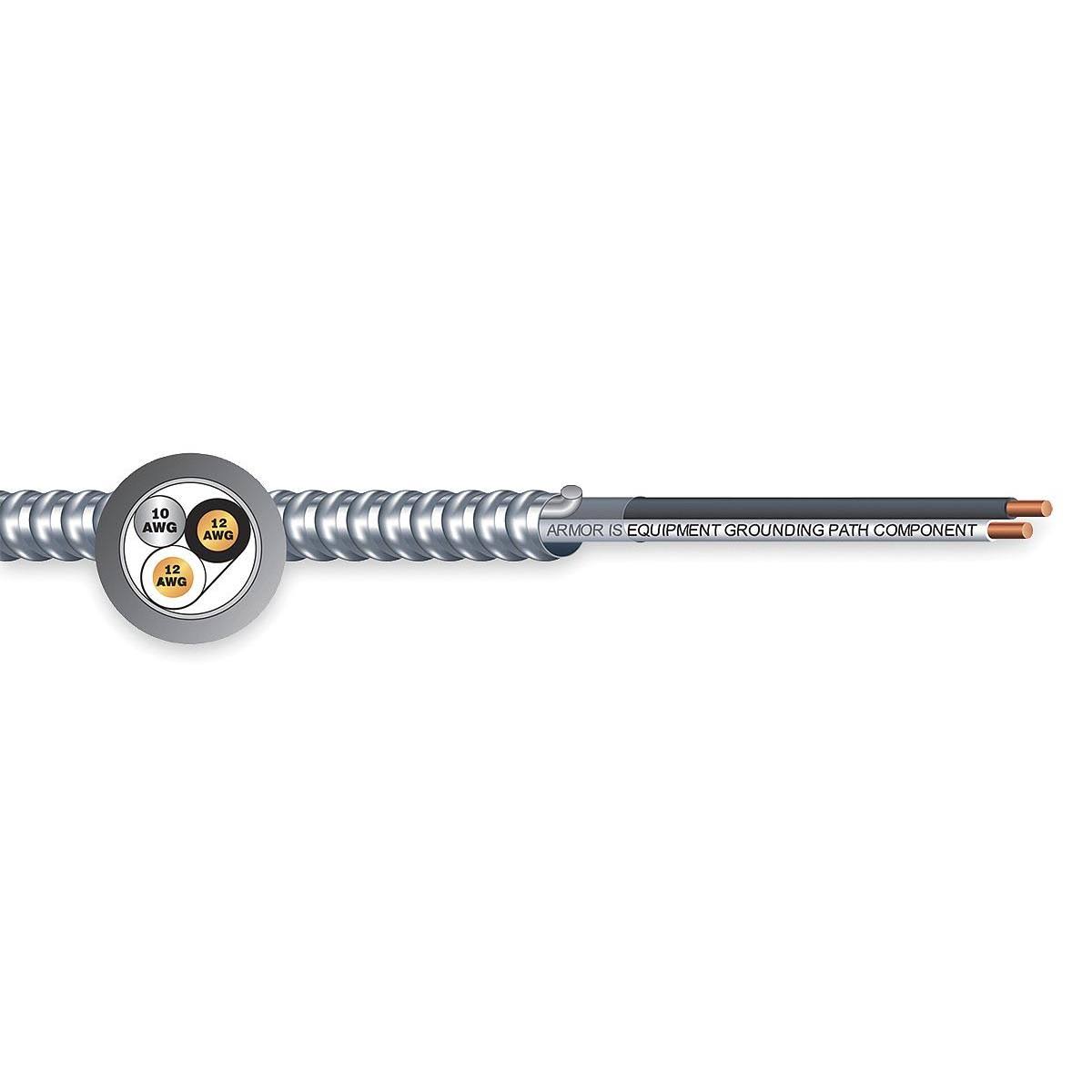Southwire Company 55527501 10 AWG 2 Conductor Solid Metal Clad Armored Cable
