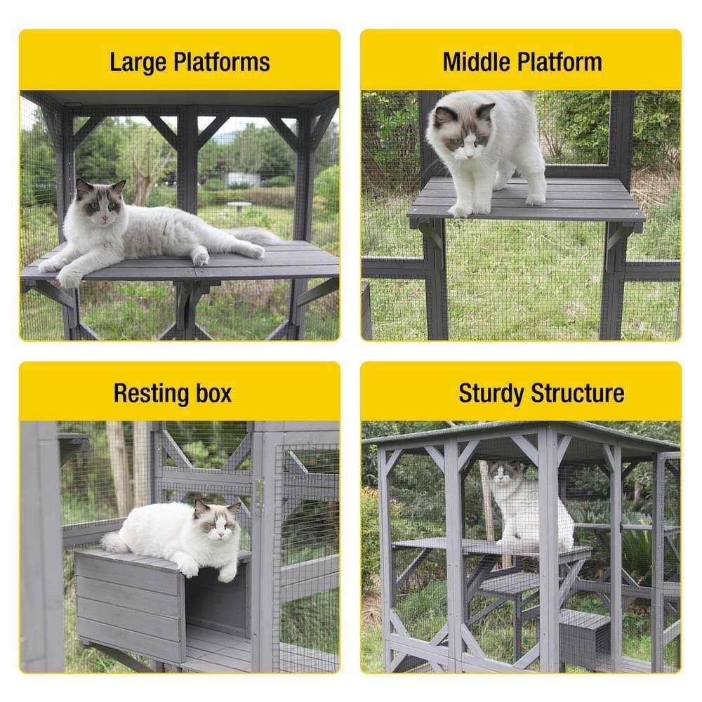 aivituvin Walk-in Extra Large Outdoor Cat Enclosure Connected To House AIR37 - Pet Supplies online store