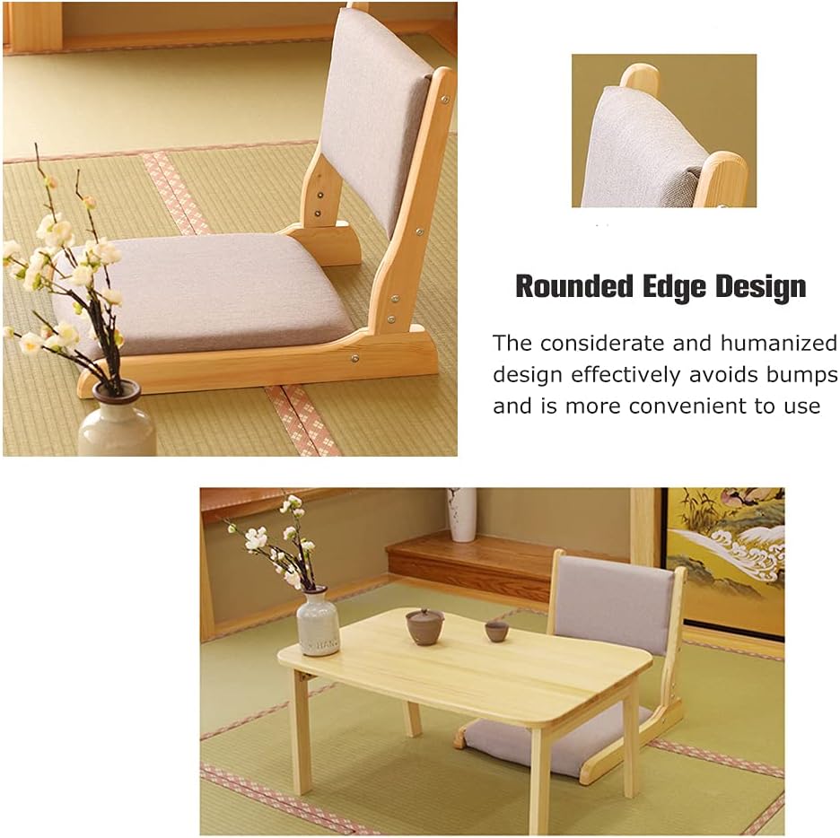 Tatami Chair Accent Furniture, Foldable Meditation Floor Chair, Living Room Chair Floor Seat, Portable Japanese Legless Chair, Lazy Sofa for Bay Window Meditation Reading, Balcony Chair with Cushion