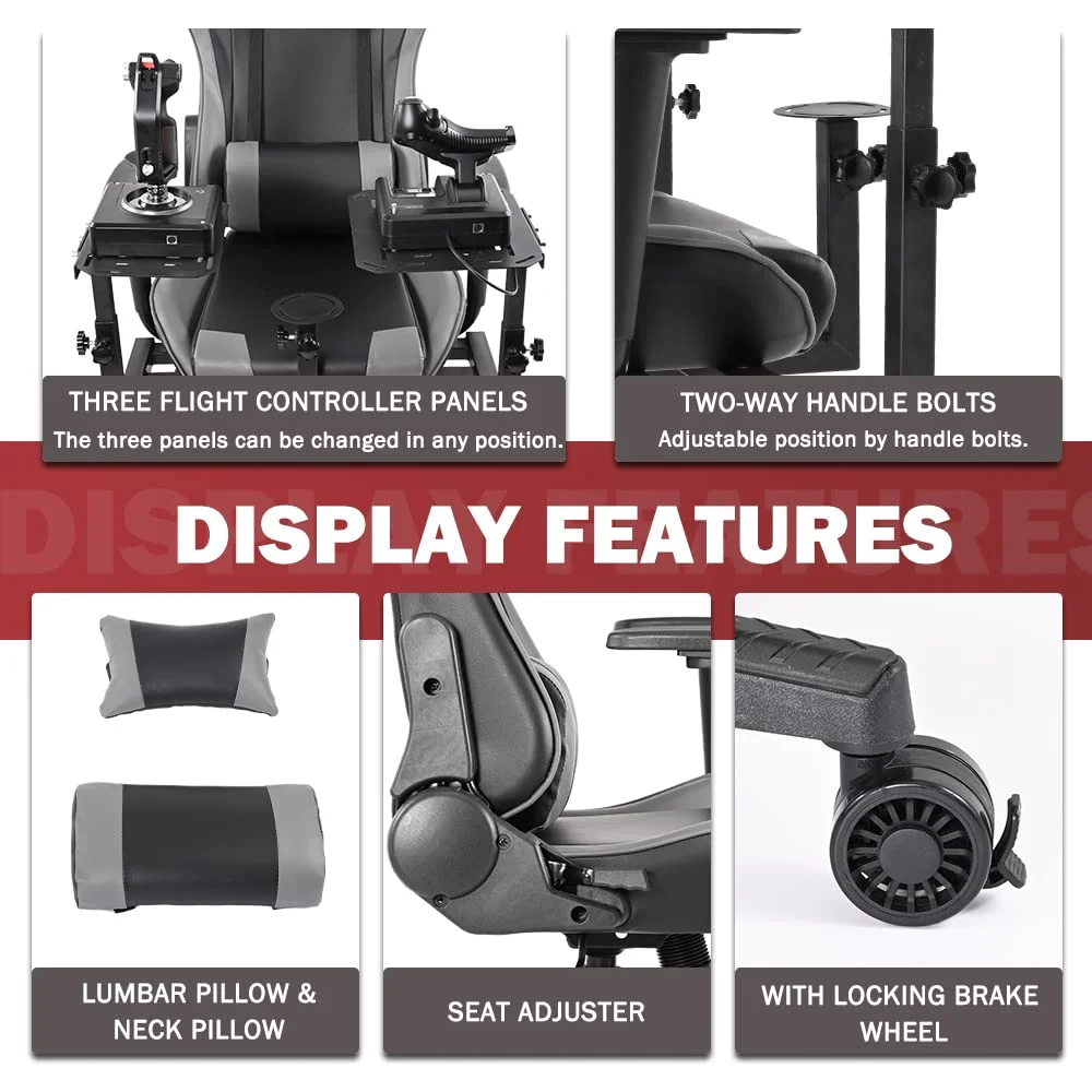 Supllueer Flight Sim Stand with Gaming Seat Fit Thrustmaster A10C Hotas Warthog Logitech X52
