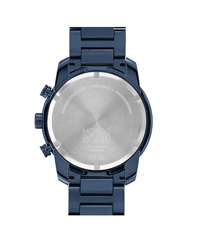 Movado Bold Verso Men's Watch - Swiss Quartz 3H Movement, Stainless Steel Link Bracelet - 3 ATM Water Resistance - Luxury Fashion Timepiece for Him - 42mm